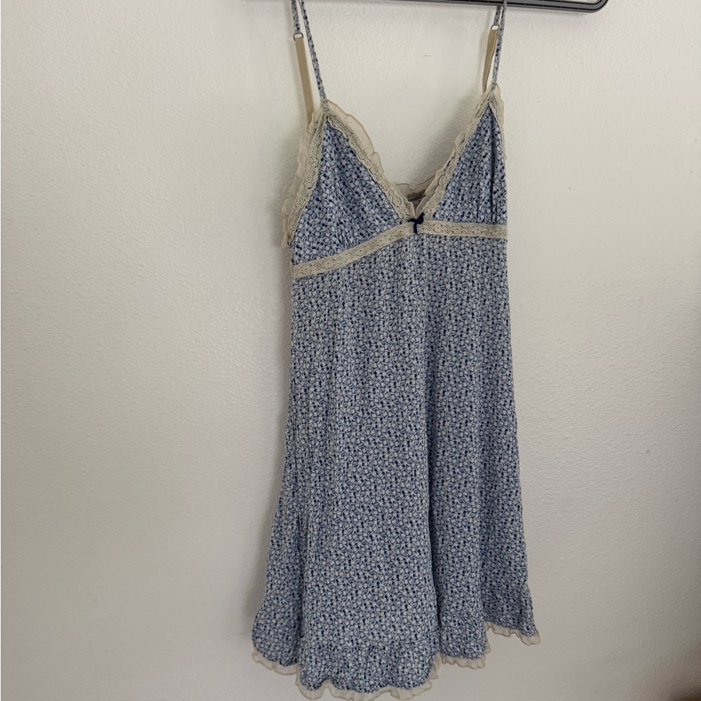Vintage Victoria's Secret Blue and Cream Lace Dress